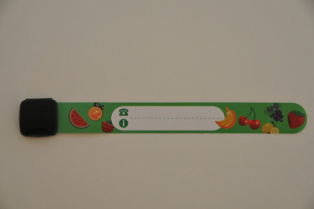 ID infobånd til børn, genanvendeligt - 10 Grøn med frugt